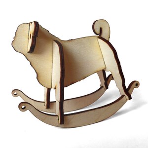 Pug Dog Laser Cut Wooden Puzzle Rocker. Vector file for laser cutting, CNC cutting. Instant Download.