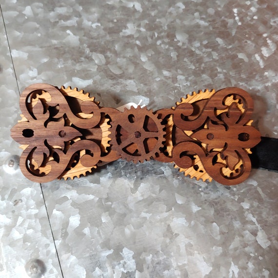Viktor - Victorian Steampunk, Maple and Red Oak Wood Gear Bow Ties – W.K.  Wilson
