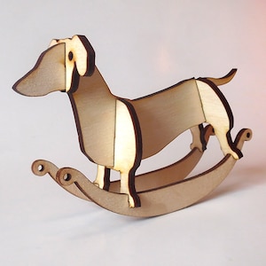 Dachshund Laser Cut Wooden Puzzle Rocker. Vector file for laser cutting, CNC cutting. Instant Download.