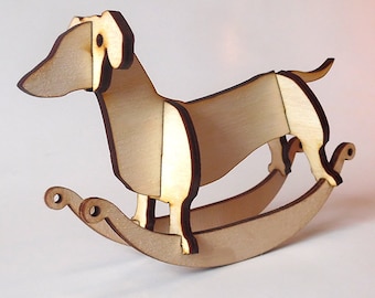 Dachshund Laser Cut Wooden Puzzle Rocker. Vector file for laser cutting, CNC cutting. Instant Download.
