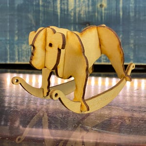 Bull Dog Laser Cut Wooden Puzzle Rocker. Vector file for laser cutting, CNC cutting. Instant Download.
