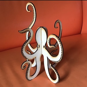 Octopus Laser Cut Wooden Puzzle Rocker. Vector file for laser cutting, CNC cutting. Instant Download.