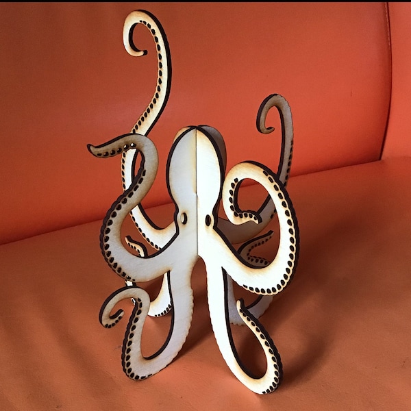 Octopus Laser Cut Wooden Puzzle Rocker. Vector file for laser cutting, CNC cutting. Instant Download.