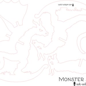 Puede incluir: Un dibujo de línea de un dragón con las alas extendidas, la cola enroscada y la cabeza mirando hacia adelante. El dibujo está en blanco y negro y tiene un estilo simple y minimalista. El texto "MONSTER ZERO" está en la parte inferior de la imagen.