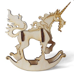 Unicorn Cut Wooden Puzzle Rocker. Vector file for laser cutting, CNC cutting. Instant Download.