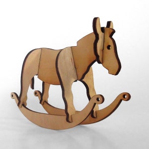 Donkey Laser Cut Wooden Puzzle Rocker. Vector file for laser cutting, CNC cutting. Instant Download.