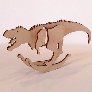T-Rex Laser Cut Wooden Puzzle Rocker. Vector file for laser cutting, CNC cutting. Instant Download.