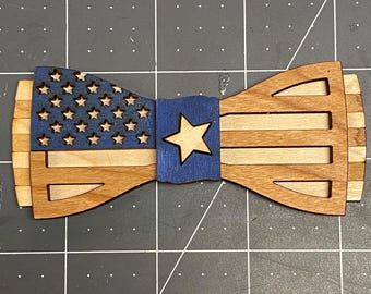 Kids Flag Wooden Bow Tie – Maple and Cherry - Ross D.Phil.