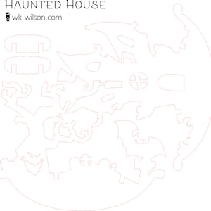 Haunted House Laser Cut Wooden Puzzle Rocker. Vector file for laser cutting, CNC cutting. Instant Download.