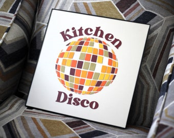 Kitchen Disco wall hanging/12"x12" kitchen decor/disco wall decor/great gift for kitchen dancer!