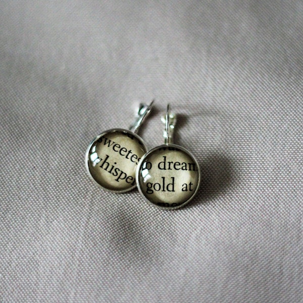 Literary jewelry-literature earring, cufflinks, tie clip/ poetry jewelry/ Book jewelry/ Gift for readers, poets, and English teachers!