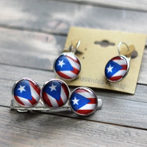 Puerto Rico Flag Earrings/Cufflinks/ Puerto Rican jewelry/ Puerto Rican flag earrings and cufflinks/ Show your Puerto Rican pride!