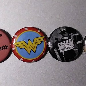 1 Feminist pinback pin set/ Rosie the Riveter pins/ Female empowerment pins/ Nasty woman pin set/ Great gift for a strong women image 4