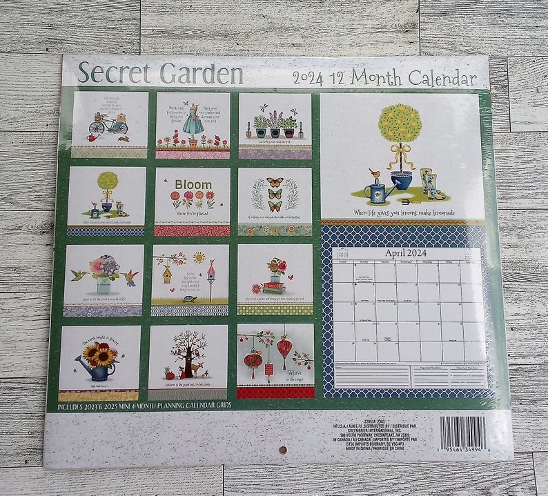 2024 Dollar Tree Calendar Secret Garden 11 Inches X 12 Inches New and