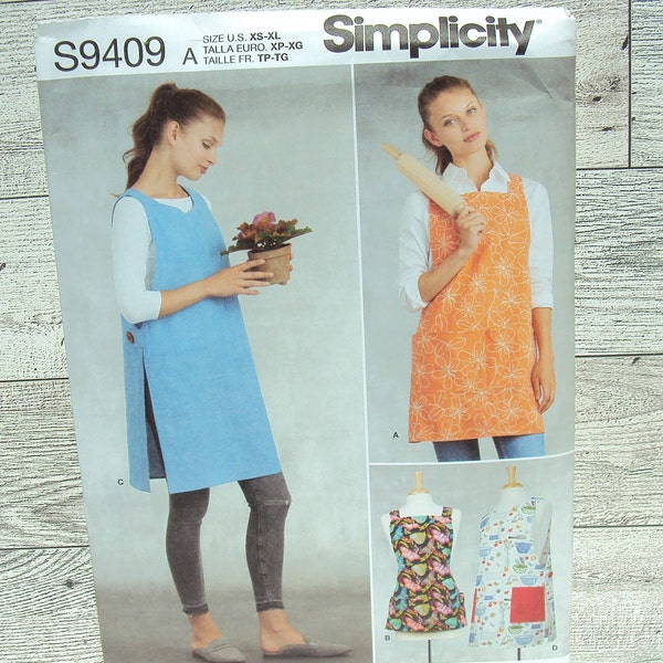 Simplicity Sewing Pattern 9409 Misses CrissCross and Tabard Style Apron Smock - Sizes XS to XL