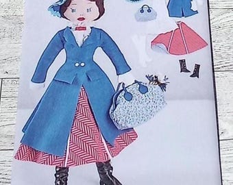 Simplicity Sewing Pattern 9000/9420 - Mary Poppins Style 17" Stuffed Doll with Clothes & Suitcase - Same as Kwik Sew Sewing Pattern 4306