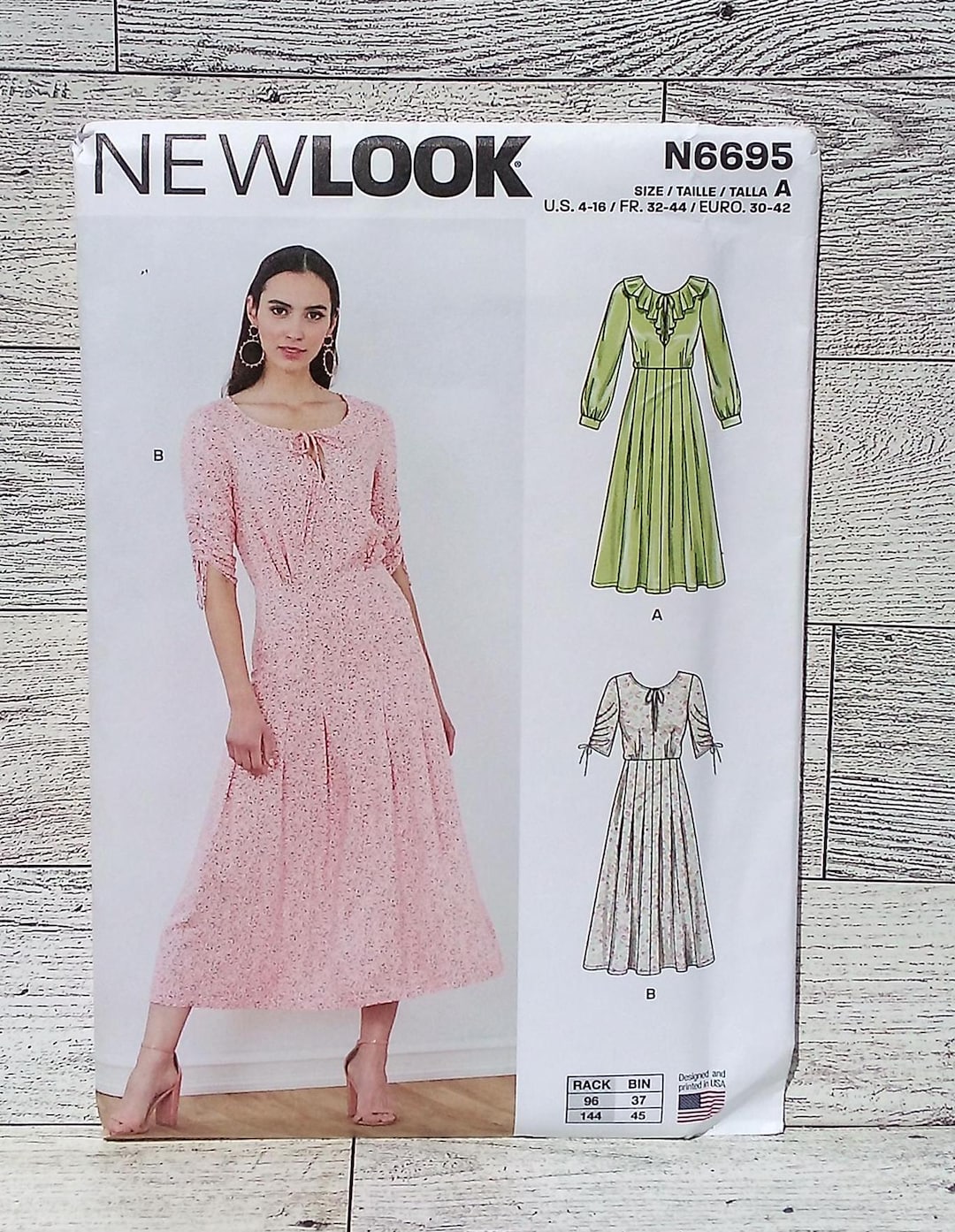 New Look Sewing Pattern 6695 - Womens Dress, Midi Dress, Long Sleeve ...
