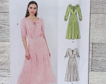 New Look Sewing Pattern 6695 - Womens Dress, Midi Dress, Long Sleeve Dress, Summer Dress, Pleated Dress - Sizes 4 - 16