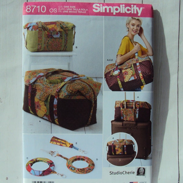 Simplicity Sewing Pattern 8710 Luggage Duffle Bag in 2 Sizes Key Ring and Tassel Fob Overnight Travel Bag Duffel Bag