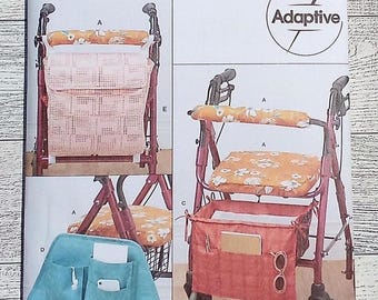 Simplicity Sewing Pattern 9725 - Wheeled Walker Accessories - Seat Cover, Bar Cover, Basket Liner, Organizer and Bag Accessories