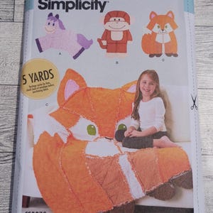 Simplicity Sewing Pattern 8278 - Child's  Animal Rag Quilts - Monkey, Horse & Fox by Longia Miller Designs