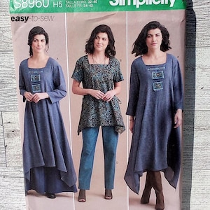 Simplicity Sewing Pattern 8960 - Misses Lagenlook Dress or Tunic Skirt and Pants - Sizes 6 - 14 or 14 - 22