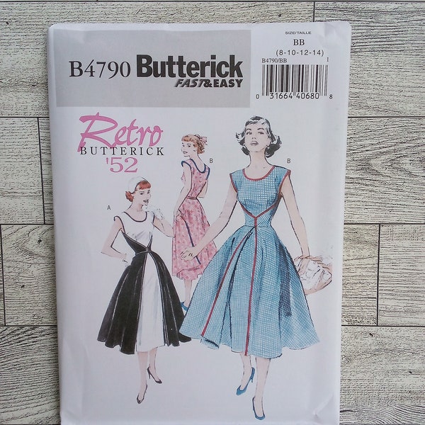 Butterick Sewing Pattern 4790 Misses Easy Retro Walk Away Wrap Dress  - Vintage 1950's Walkaway Dress - Sizes 8 to 14 or 16 - 22