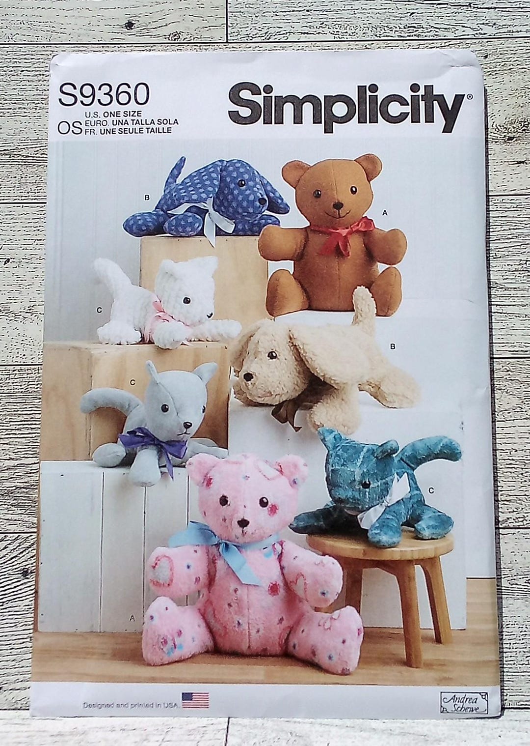 Simplicity Sewing Pattern 9360 Plush Stuffed Teddy Bear, Puppy Dog ...