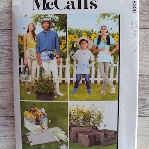 McCalls Sewing Pattern 8300 - Gardening Aprons, Planting Bags, Tote Bag and Hat Garden Tote Bag - Garden Items