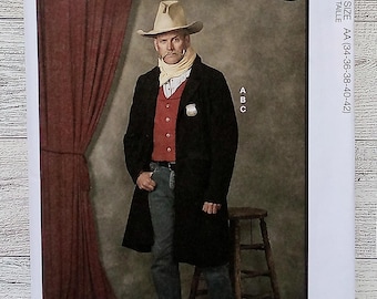 McCalls Sewing Pattern 8400 - Men's Western Costume -  Coat - Vest & Bandana - Sizes 34 to 42 ( Sml-Med-Lrg )