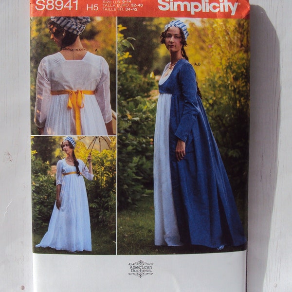 Simplicity Sewing Pattern 8941 - Regency Gown & Coat Empire Waist 1800's Costume Dress - Sizes 6 to 22