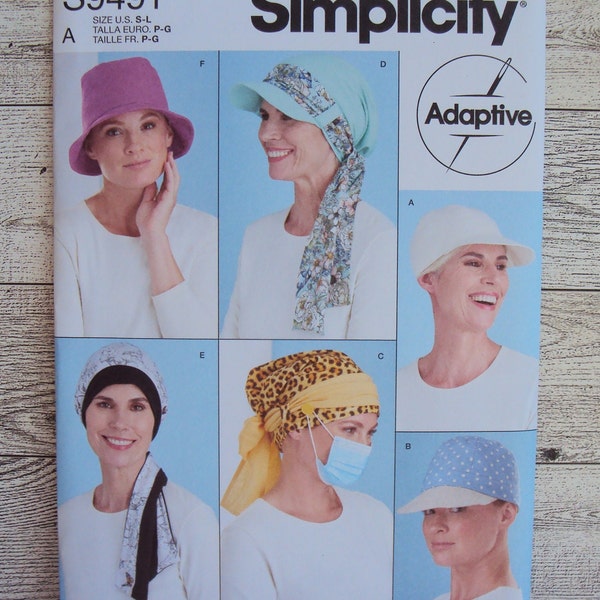 Simplicity Sewing Pattern 9491 Misses Chemo Head Coverings Turban Head Wrap Sizes S to L