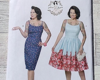 Butterick Sewing Pattern 6453 - Misses Close Fitting Sleeveless Dress, Adjustible Straps and Skirt Variations by Gertie - Sizes 6 to 14