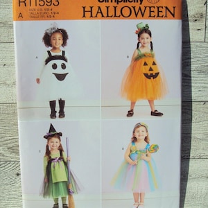 Simplicity Sewing Pattern 11593/9625- Toddler and Child&#39;s Tulle Costumes - Ghost Pumpkin, Witch and Lollipop - Sizes 1/2 to 4