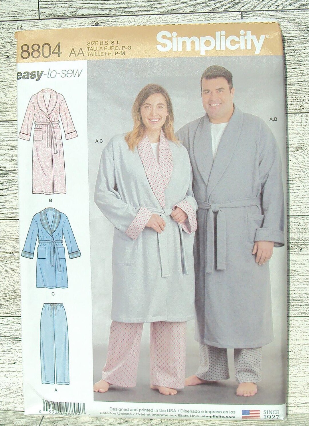 Simplicity Robe Pattern Simplicity Sewing Pattern 8804 - Misses/men's Easy to Sew Robes and ...