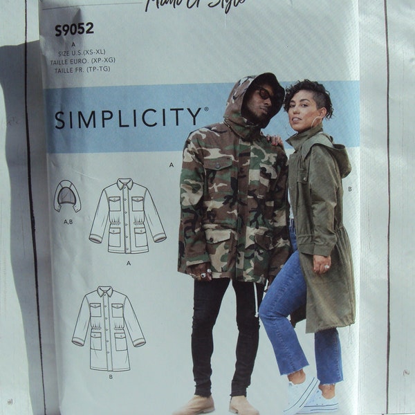 Simplicity Sewing Pattern 9052 Misses, Men's and Teen's Jacket with Hood By Mimi G Style Sizes XS to XL