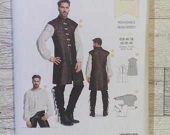 Burda Sewing Pattern 6399 - Men's Renaissance Shirt and Waistcoat Costume - Littlefinger Costume - Sizes 38 to 48