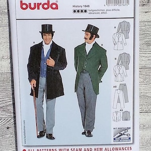 Burda Sewing Pattern 2767 - Men's Victorian Era Historical Suit - 1848 Jacket, Pants & Vest - Charles Dickens Suit - Sizes 34 - 50