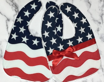 Stars and Stripes Baby Bib, 4th of July Cotton Bib