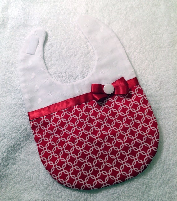 Baby Girl Bib Red and White Bib Spring Baby Bib Cute Baby Etsy
