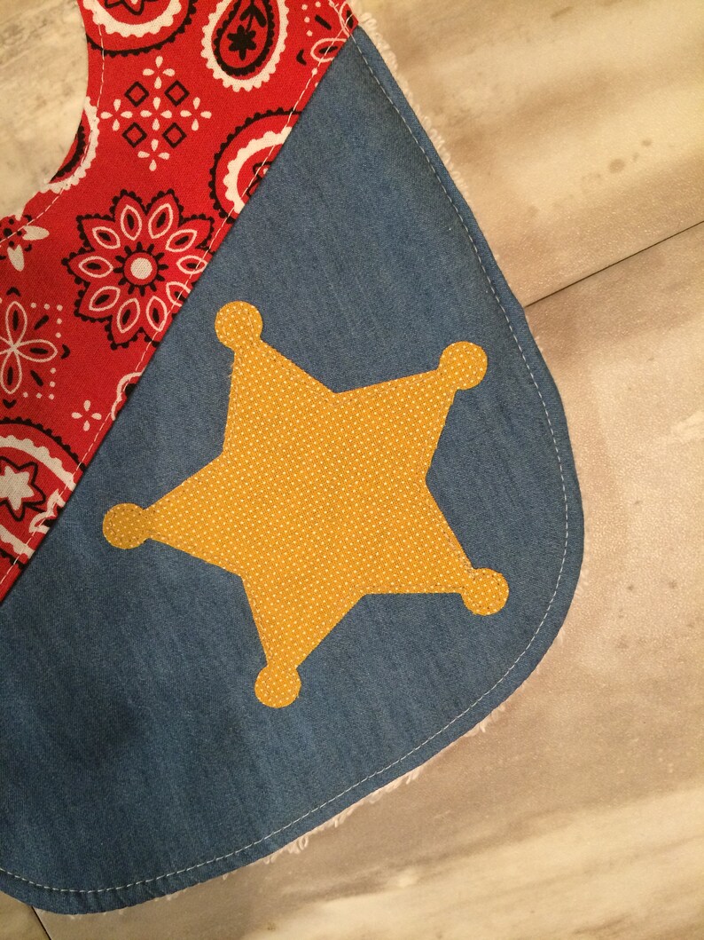 Baby western sheriff bib denim baby bib red bandana bib  etsy