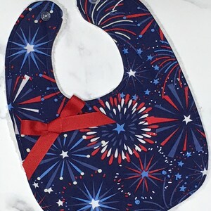 Fourth of July Baby Girl Bib, Stars and Stripes Baby Bib, Patriotic Baby Bib, Red White & Blue Baby Bib, Independence Day Baby Bib