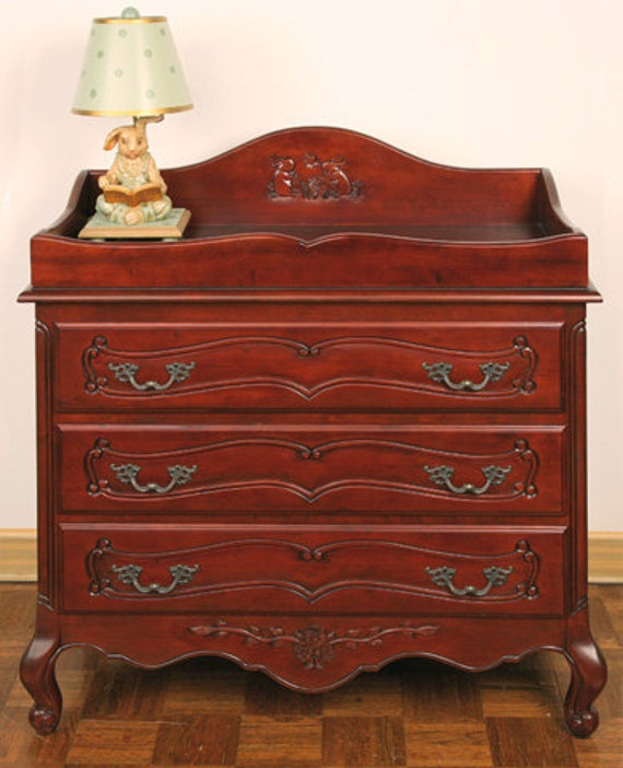 Country French Mahogany Walnut Finish Hand Carved Dresser With Etsy
