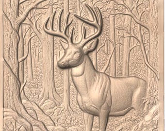 Whitetail Buck in Forest – Wildlife Relief Model – STL, OBJ, VM3, TIFF – by The Millin’ Villain