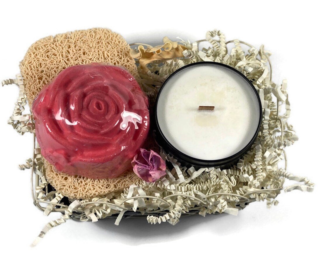 Floral Handmade Soap and Candle Gift Set Etsy