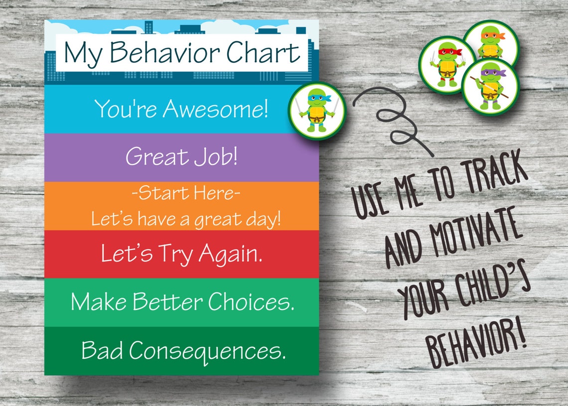 Printable Ninja Turtle Behavior Chart Instant Download Etsy