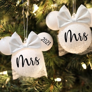 Lesbian Disney wedding bride Christmas tree ornament set