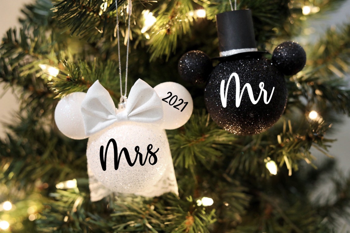 Disney wedding bride and groom Christmas tree ornament set Etsy