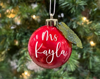 Large Personalized Apple teacher ornamemt | personalized teacher gift