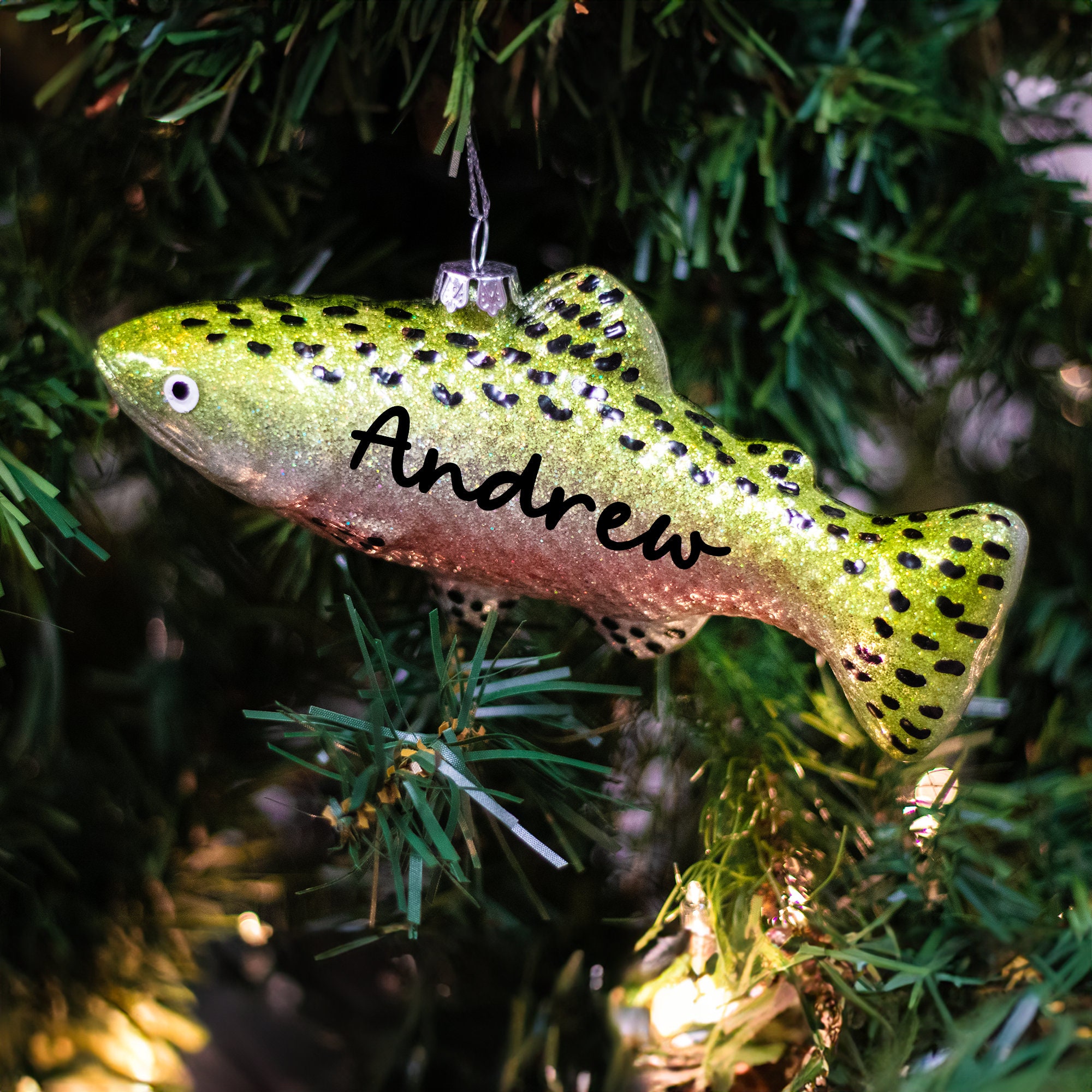 wendunide home decor personalized green bass fish largemouth flat 2d  christmas ornaments tree decorations rear view mirror accessories mini  christmas